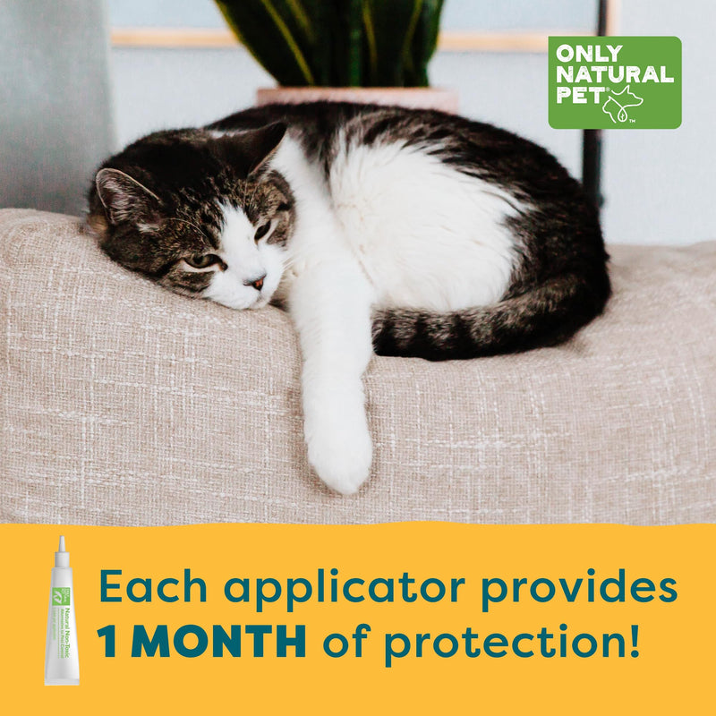 Only Natural Pet Flea and Tick Prevention for Cats - EasyDefense Flea Remedy - Natural Flea Treatment Control Squeeze-On Drops - Tick and Flea Protection - Three Months Supply (Single)