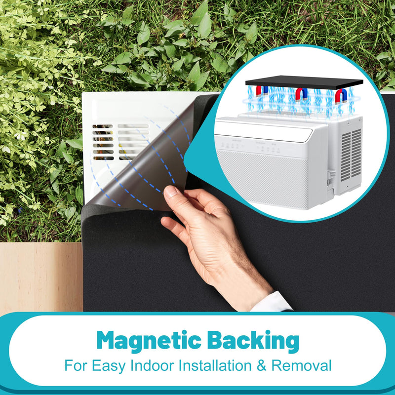 Air Conditioner Drip Cushion, Removable AC Rain Cover with Strong Magnetic Backing, Fit for U-Shaped Window AC Unit, Reduce Noise of Raining, Easy to Cut & Install