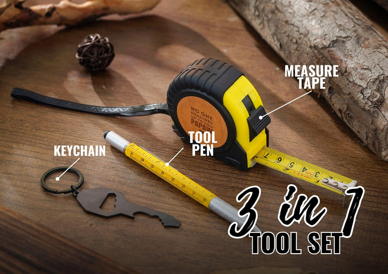 INNObeta Papaw Gifts Tool Set for Grandpa, 16-Foot Easy Read Retractable Tape Measure with Fractions for Father's Day, Birthday, Christmas