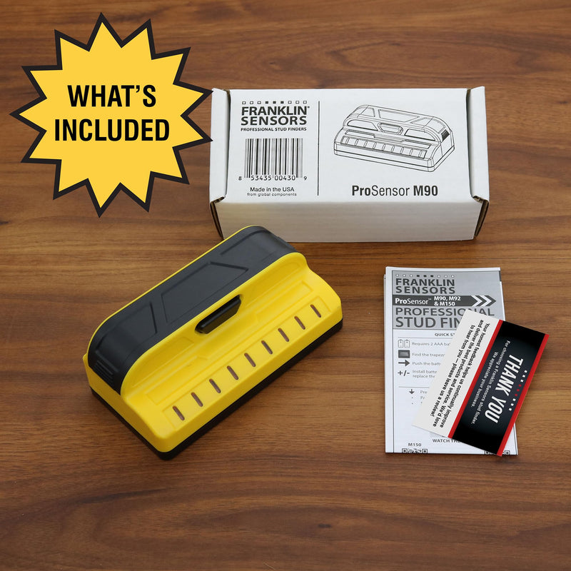 Franklin Sensors ProSensor M90 Stud Finder with 9-Sensors, Wood & Metal Stud Detector/Wall Scanner, Made in The USA Yellow