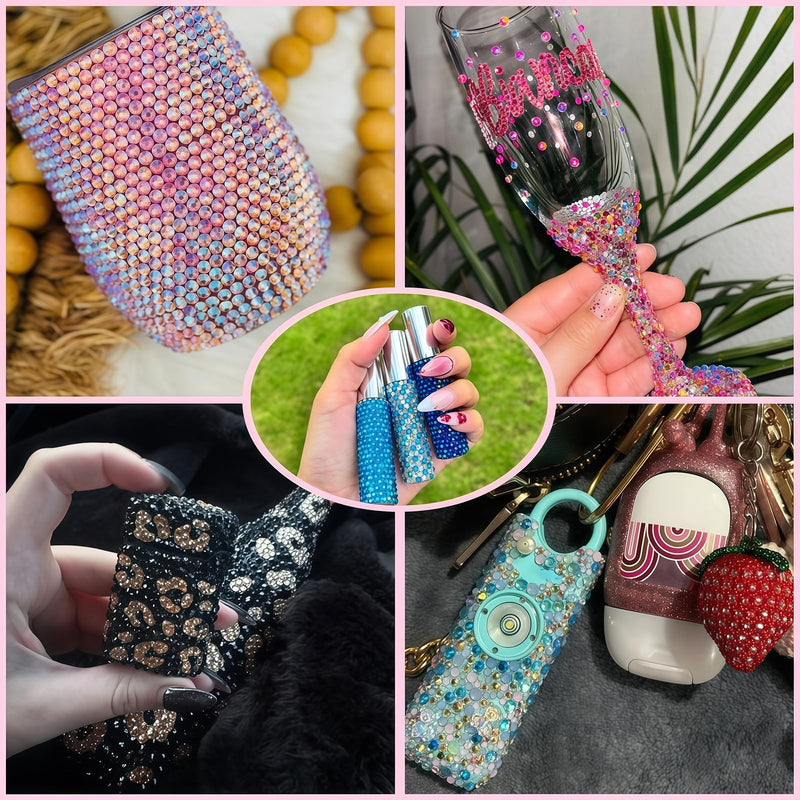 32000Pcs Resin Flatback Rhinestones for Bedazzling Kit with 4 Pcs B7000 Glue 3mm Multicolor Bedazzler Kit with Rhinestones and Tools DIY Bedazzling Gems for Crafting Clothing Shoes Cups Set 1 - 4 Boxes Resin Rhinestones