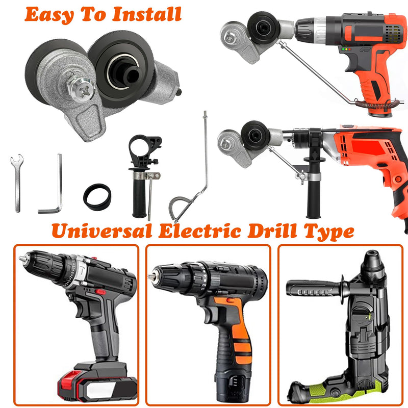 Upgraded Electric Drill Plate Cutter, Metal Nibbler Drill Attachment with Adapter, Sheet Metal Cutter, DIY Metal Drill Attachment for Cutting Iron, Steel,Copper, Aluminum, White Sheet (Black) Black