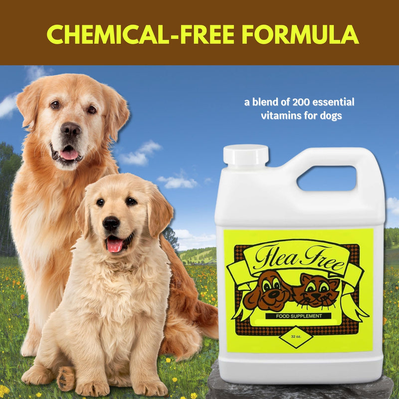 Flea Free Pure Organic Food Supplement - Anti-Flea Formula Dog Vitamins - Dog Vitamins and Supplements - Dog Multivitamin to Avoid Blood-Feeding Insects - Multivitamin for Dogs Chemical-Free (32 oz) - PawsPlanet Australia