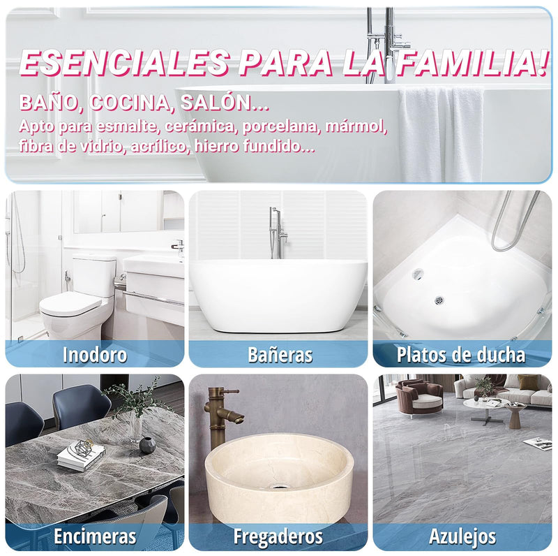 Bathtub Repair Kit 4.94oz (Color Match), TUFINEIN Porcelain Repair Kit for Fiberglass, Enamel, Ceramic, Acrylic Repair and Fix Chips, Cracks, Scratches, Holes on Tub/Tile/Sink/Shower Tray/Shower