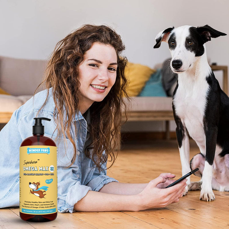WONDER PAWS Kidney Cleanse Drops Plus Omega Max Fish Oil - for Dog's Skin and Joint Care, Kidney Health & Immune Support – Kidney Cleanse 2 Ounces - Omega Max 16 Ounces