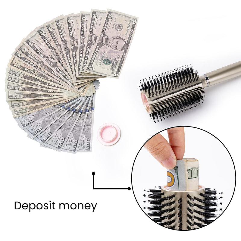 Hair Brush Diversion Stash Safe,Can Safe to Hide Money,Secret Stash Safes,Perfect for Travel or At Home (gold) gold
