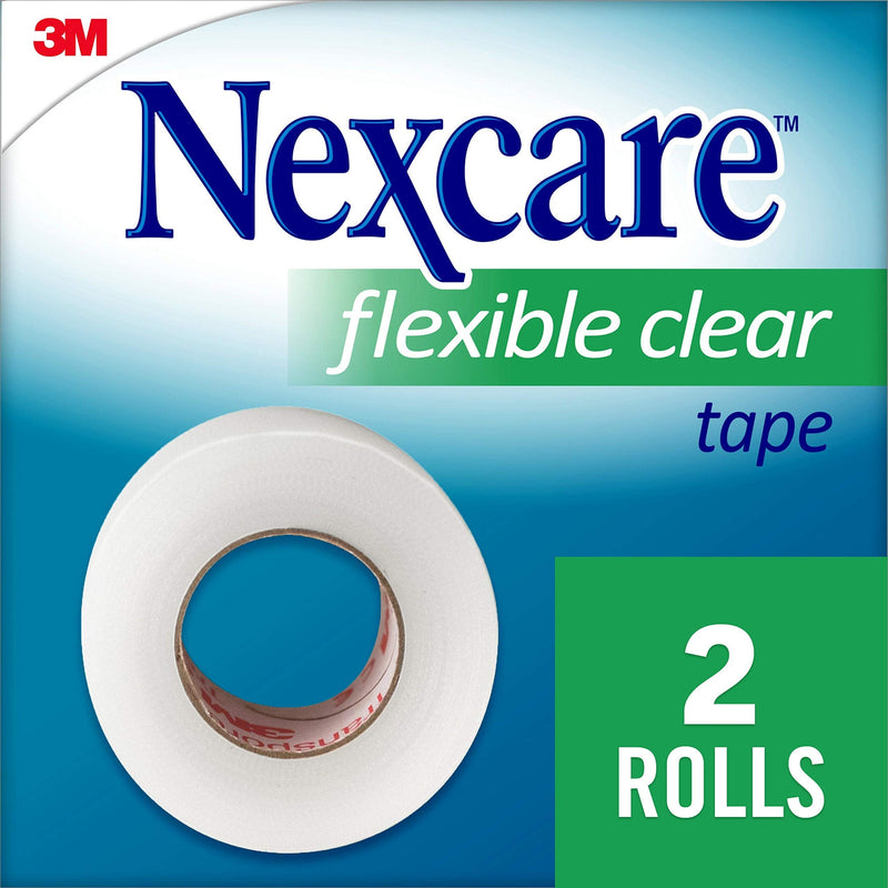 Nexcare Flexible Clear Tape, Waterproof Transparent Medical Tape, Secures Dressings and Catheter Tubing - 1 In x 10 Yds, 2 Rolls of Tape 2 Count (Pack of 1)
