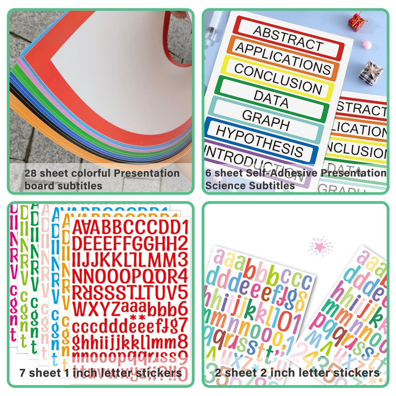 37 Colorful Sheets Science Fair Board Supplies Self Adhesive Presentation Science Subtitles Science Fair Project Titles Personalized Letter Sticker Supplies for Classroom Office