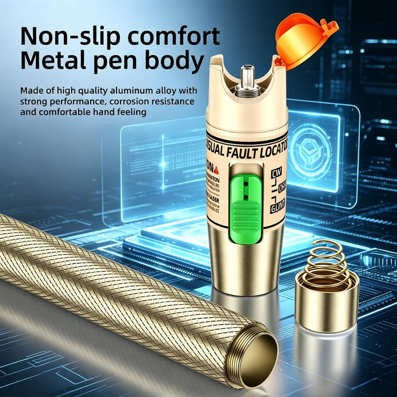 Visual Fault Locator Fiber Optic Tester, 2.5mm Universal Connector for LC/FC/SC/ST, Visual Fault Finder for FTTH Cable Breakpoint & Continuity Checking (Golden, 30-50KM) Golden