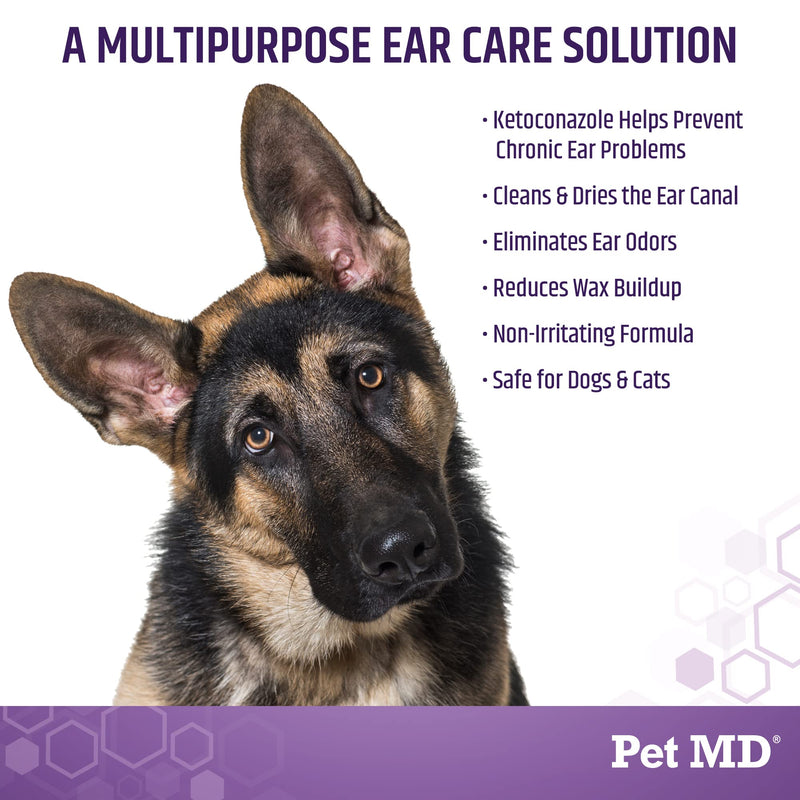 Pet MD Dog Ear Cleaning Wipes with Aloe and Eucalyptus + Veterinary Tris Flush Cat & Dog Ear Cleaner - PawsPlanet Australia