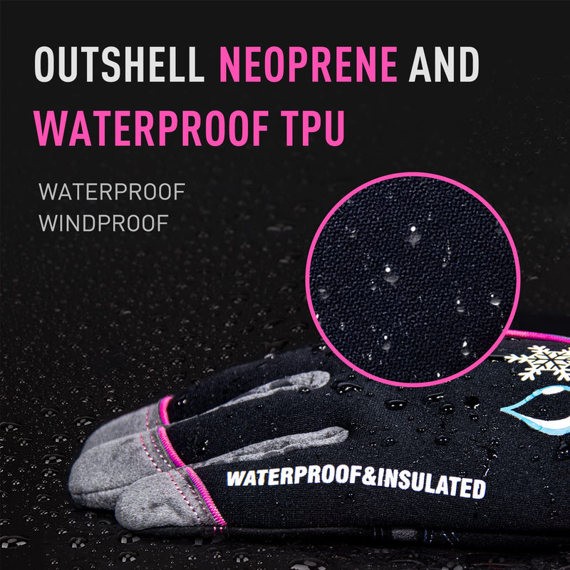 HANDLANDY Waterproof Insulated Work Gloves, 3M Thinsulate Thermal Winter Gloves for Men Women Touch Screen, Warm Ski Snowboard Cold Weather Gloves (Small, Pink) Small Pink-women Size