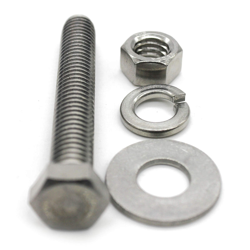 (10 Sets) 1/4-20x3" Stainless Steel Hex Head Screws Bolts, Nuts, Flat & Lock Washers, 18-8 (304) S/S, Fully Threaded by Bolt Fullerkreg (10 Sets) 1/4x3"
