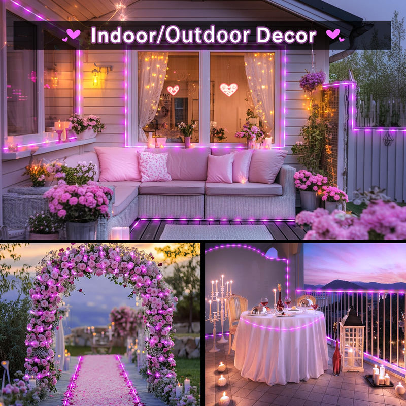 JMEXSUSS 200 LED Pink Rope Lights for Valentines, Valentines Day Lights Indoor Outdoor Waterproof, 66 FT Pink String Lights Plug in for Outside Porch Girl’s Bedroom Valentines Decoration