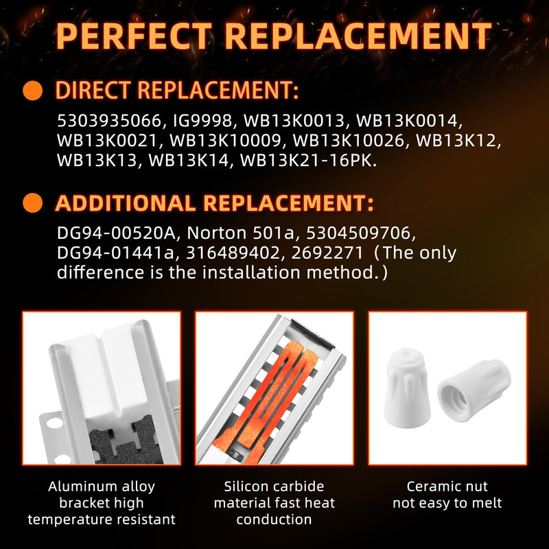 WB13K21 WB13k0021 Oven Igniter For Gas Stove - Fragile - 1 Year QA - Replace Ken.more G.E Oven Igniter AP2020569 PS231280 WB13K13 - BY AMI PARTS - Double Side Double side igniter