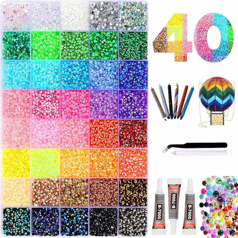 Bedazzler Kit with Rhinestones, Hotfix Applicator, DIY Hot Fix Rhinestone Setter, Hot Fixed Bedazzling Kit, 4380 Pcs, Crystal AB, Clear Box Set - NewNest Australia
