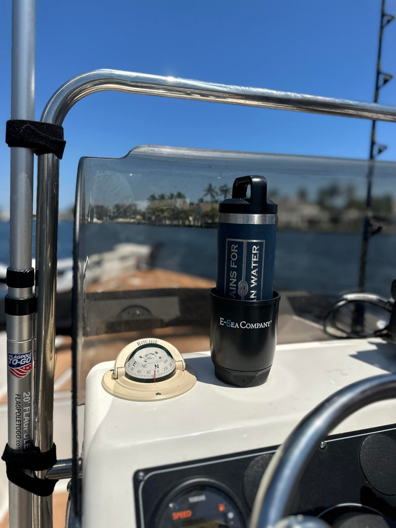 E-Sea Cup Original-(Black). Heavy-Duty Suction Mounted Cup Holder. Perfect for Boats, Paddle Boards, Kayaks and More!
