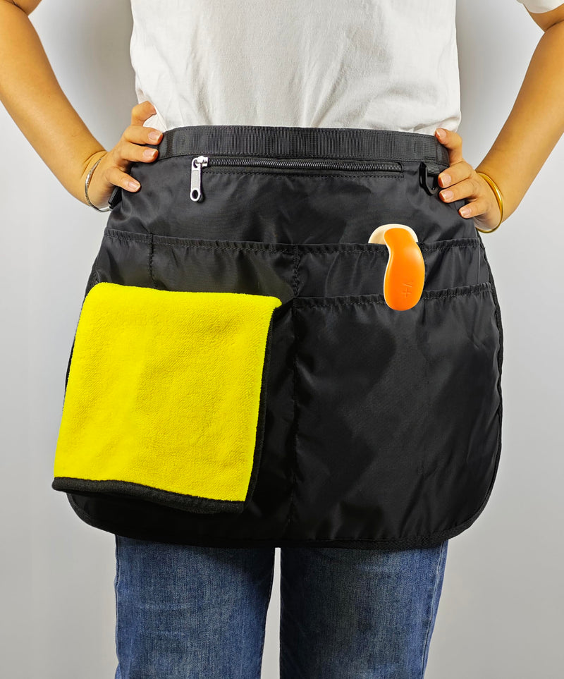 Waterproof Cleaning Apron with 7 Pockets, Cleaning Supplies for Housekeeping, Lightweight and Durable Maid Apron Black 1