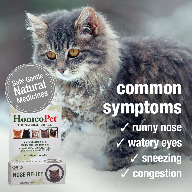 HomeoPet Feline Nose Relief Natural Pet Medicine, Nasal and Sinus-Tract Support for Cats of All Ages, 15 Milliliters One Size - PawsPlanet Australia