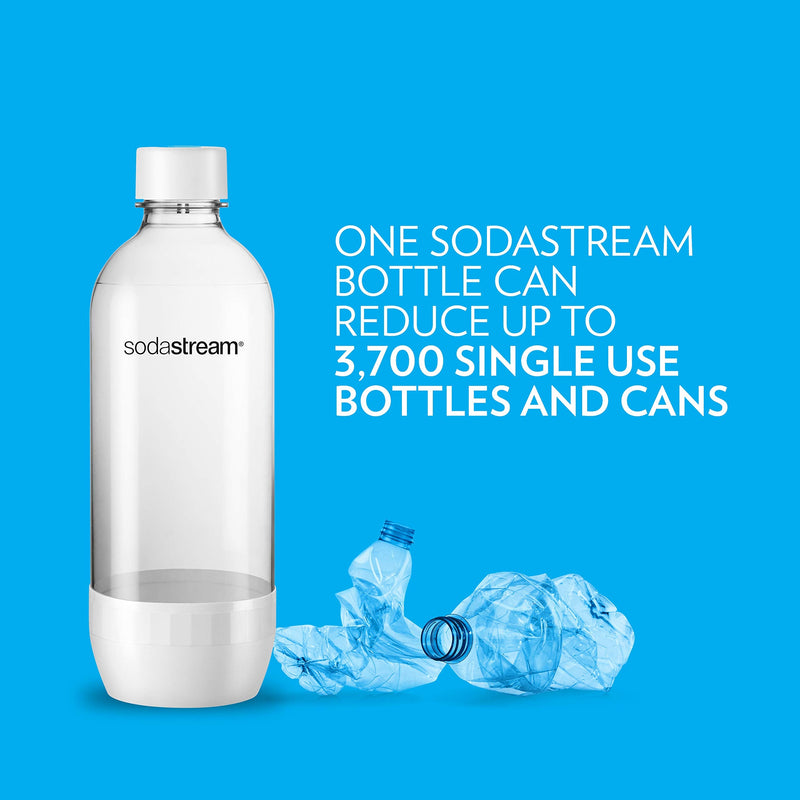sodastream Classic Dishwasher Safe 1L Carbonating Bottle, Pack Of 2 (White)