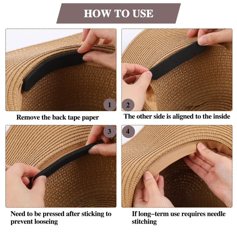 12 Pcs Hat Reducing Tape Hat Size Reducer Foam Reducing Tape for Hats and Caps Hats Tape Caps Sweatband Hat Sizing Tape for Men and Women (Black) Black