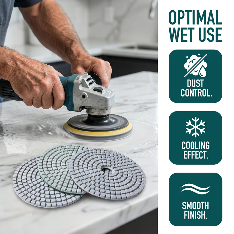 9 PCS 6 Inch Diamond Polishing Pads Kit Wet/Dry 50-10000 Grit for Concrete,Stone Edge,Granite,Tile,Marble,Rock,Countertop,Quartz,for Drill Grinder Polisher