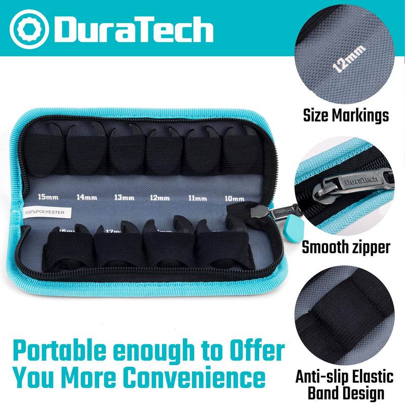 DURATECH 10-Piece 3/8" Drive Crowfoot Wrench Set, Flare Nut Wrench Set, Open End Wrench Set, Metric, Size Covers 10-19mm, CR-V Steel, with Zipper Bag