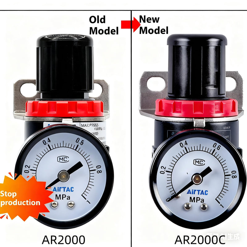Low Pressure Air Compressor Regulator Airtac AR2000-C 1/4'' NPT with Bracket and Gauge 0-60 PSI Adjustable Low Pressure AR2000C 1/4'' NPT 0-60 PSI