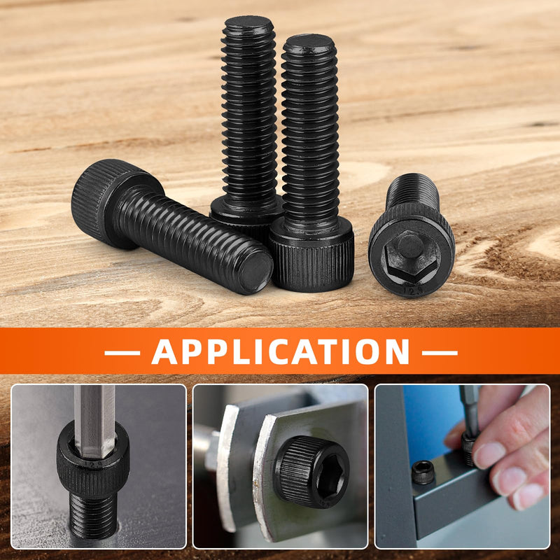 M4 x 8mm Socket Head Cap Screws, Grade 12.9 Alloy Steel Black Oxide, Allen Socket Drive, Machine Thread, Pack of 100 M4 x 8mm