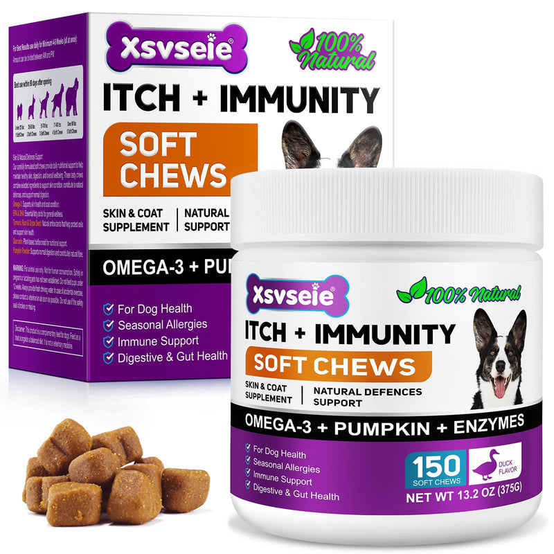 Dog Allergy Relief Chews, Dog Allergy Relief Treats for Itching Skin, Anti-Itch for Dogs, Immune Supplement, Seasonal Allergies, All Breeds and Sizes - 120 Grain
