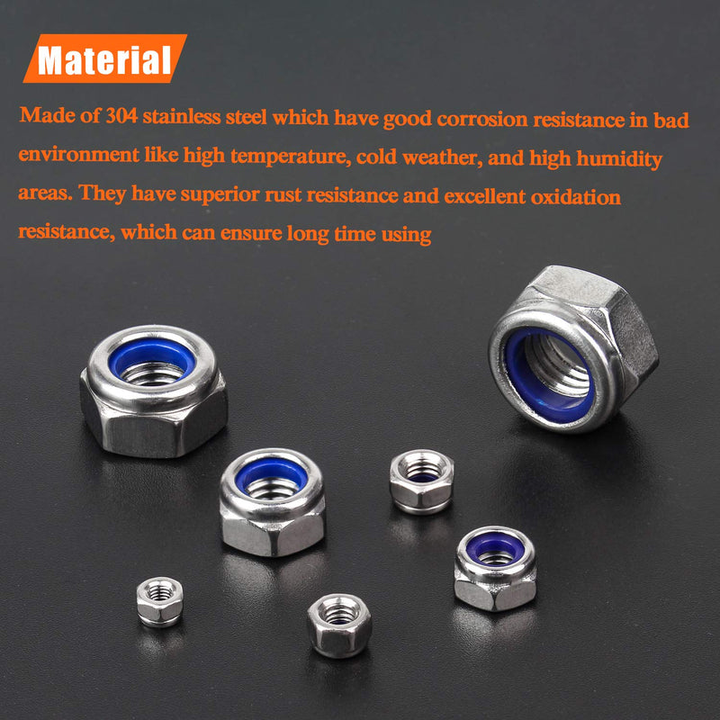 50 Pieces M5 x 0.8mm Nylon Insert Hex Lock Nuts, 304 Stainless Steel (18-8) Locknuts, Coarse Thread ‎M5 x 0.8mm (50 PCS)