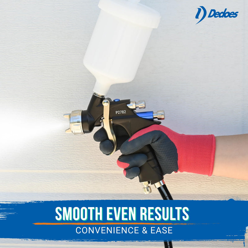 Dedoes - 1.3 mm HVLP Spray Gun with 600 ml Plastic Cup - Easy Painting Tools - Professional Grade Paint Sprayer for Indoor or Outdoor Applications - Consistent Finish - Innovative Paint Supplies 175-225 mm Pattern Width