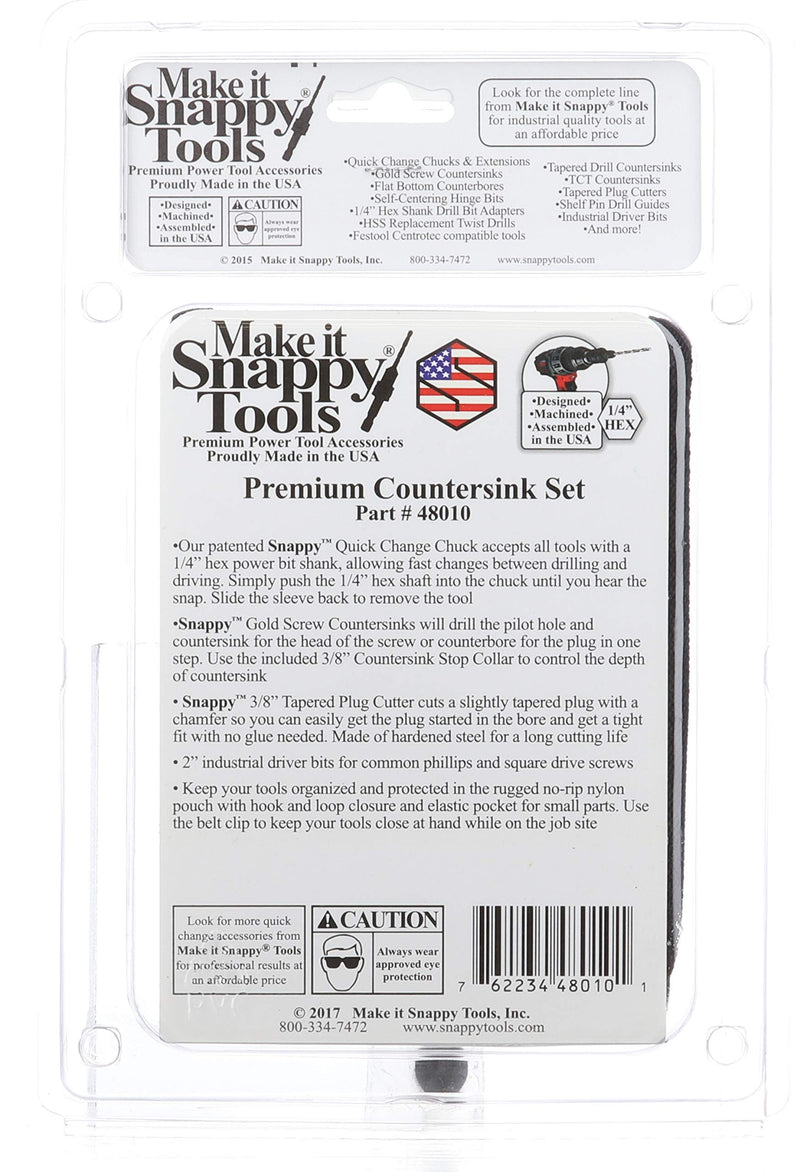 Snappy Premium Countersink Bit Set Made in USA