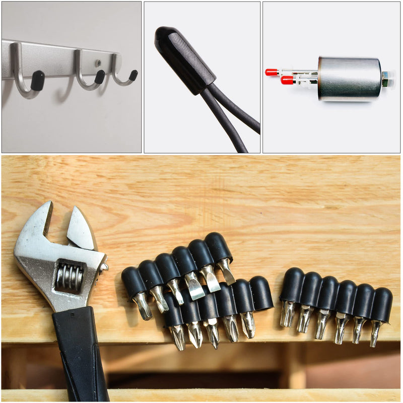 uxcell 25pcs Round Rubber End Caps 1/4" 3/8" 1/2" 5/8" 3/4" Black Vinyl Cover Screw Thread Protectors Assortment Kit 25