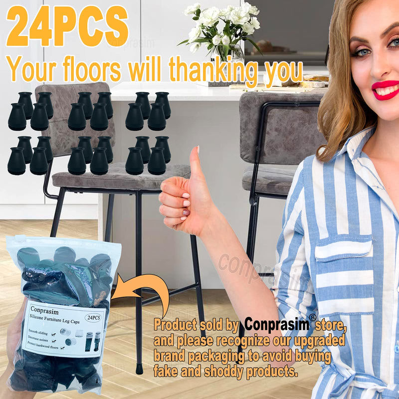 Extra Small Silicone Chair Leg Floor Protectors with Felt, FIT 0.5” to 1” Glide Chair Leg Caps Silicon Furniture Leg Feet Cover Bottom Slide Protect Hardwood Floors No Scratches No Noise 24 Pack Extra Small Fit: 0.5”to 1” 24pack-black - NewNest Australia