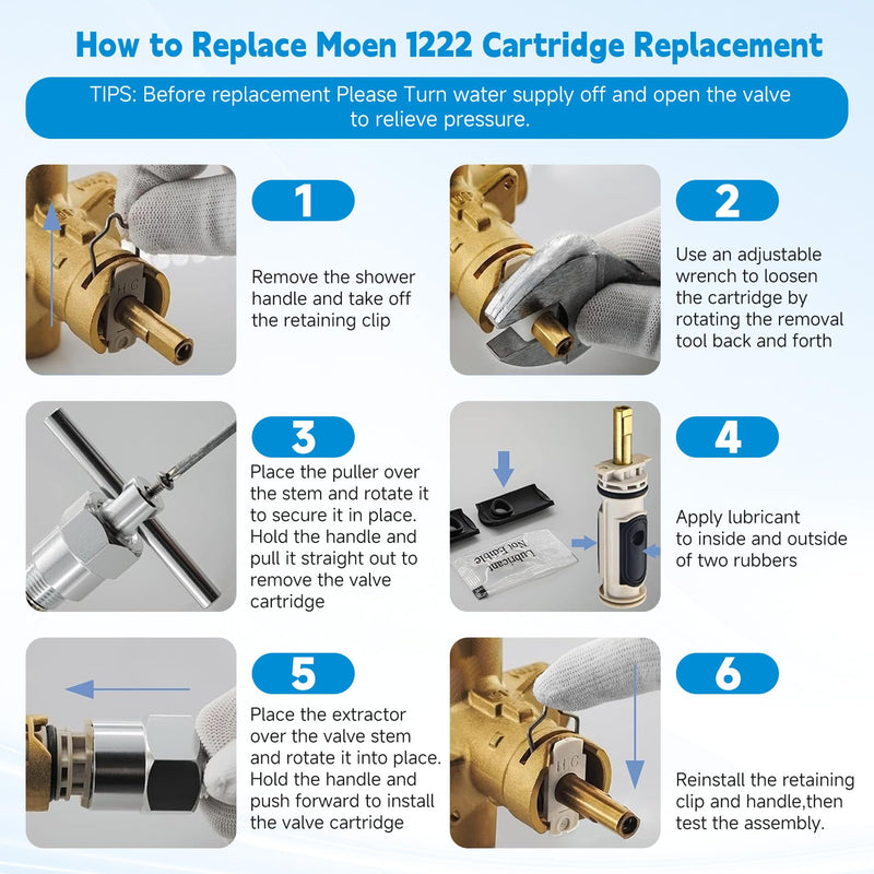 1222 Replacement Cartridge Kit for Moen One Handle Posi Temp Faucet(5 PACK) 5 Pack 1222 Replacement Cartridge