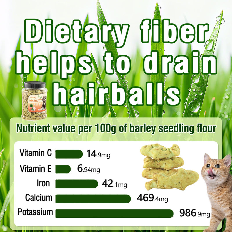 13.4oz/380g Cat Grass Treats, Cat Dental Treats Hairball Control, Chicken Catnip Cats Grass Flavor, Cats Treat Snacks Biscuits for Teeth Cleaning Training