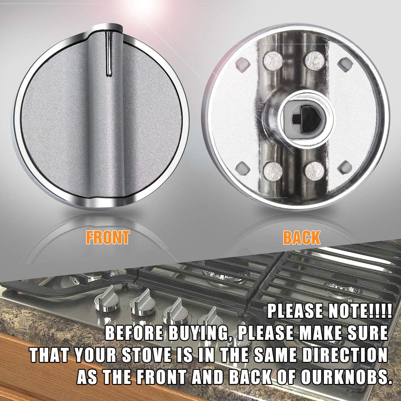 TOMOON W10594481 Stainless Steel Cooker Stove Control knob 5pcs for Whirl.Pool Gas Cooktop Range Oven WCG97US0DS00 WCG97US6DS00,Replaces WPW10594481 3281332 B01KR8F5EU AP6023301