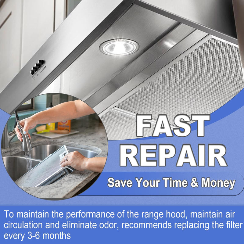 S99010430-002 Range Hood Filter 15-3/4" x 13-7/8" x 3/8", 2 Pack Aluminum Mesh Grease Range Hood Filter Compatible with Broan Nutone Kitchen Exhaust Fan Filter 4512880 99010430-002 S99010430-002 Range Hood Filter