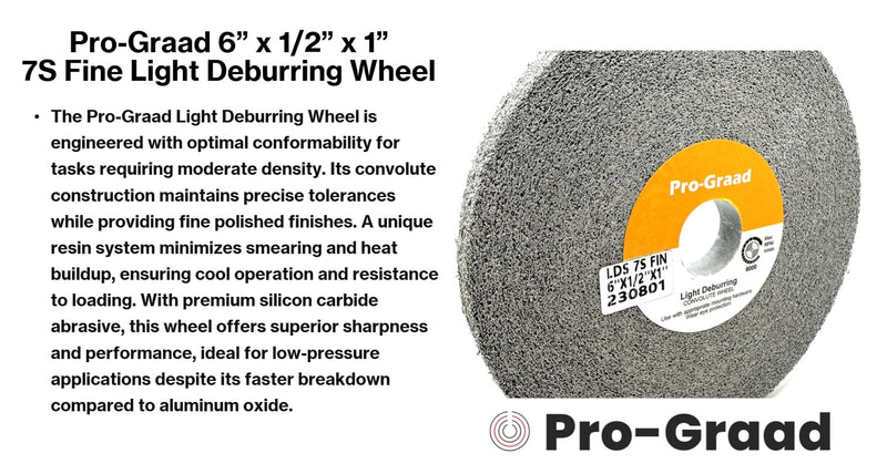 Light Deburring Wheel - 6" x 1/2" x 1" 7S Fine Grit - Silicon Carbide – Light Deburring, Finishing and Polishing Wheel – 01662 - Convolute - (1 Pack)