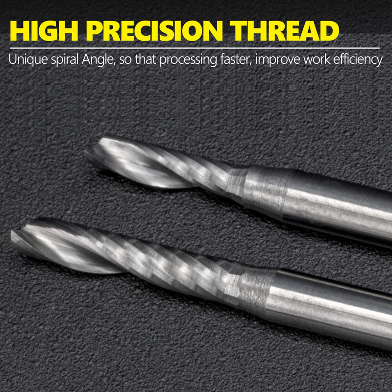 10pcs 1/8" Shank Single Flute End Mill Bits Tungsten Carbide CNC PVC MDF Cutting Tool 3.175mm (1/8") Diameter 22mm Cutting Length