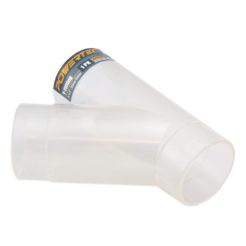 POWERTEC 2-1/2 Inch Clear Y Fitting for 2-1/2 Inch Dust Collection Hose, 2 1/2 Inch Dust Collection Hose Connector Fittings for Dust Collection System, 1 pack (70228) Y Fitting Hose Connector