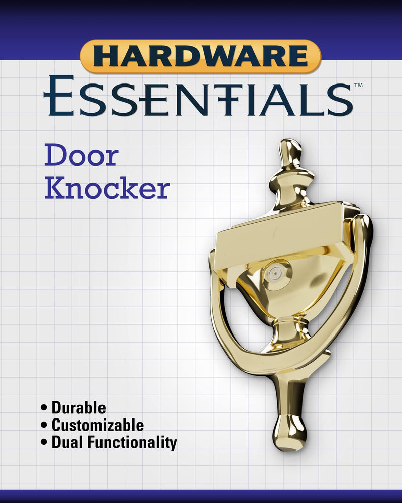 Hardware Essentials 852395 Bright Brass Door Knocker with Viewer, 7in, 1 Piece