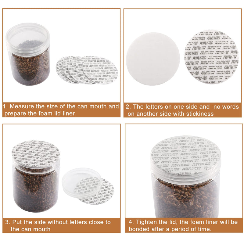 PATIKIL 43mm/1.69" Foam Lid Liner, 100 Pack PS Foam Resistant Tamper Pressure Sensitive Seal for Bottle Cap Liners Seals 43mm/1.69"