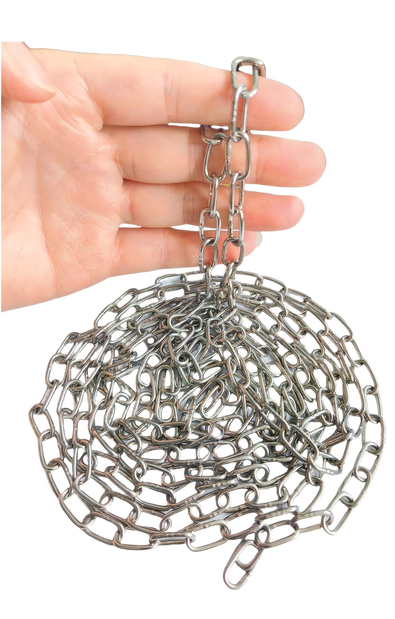 304 Stainless Steel Chain - Length 9.8Ft (3m) Thickness0.08“ (2mm) Metal Small Duty Chain Compatible with for Home Outdoor Camping Hanging Pet Chain