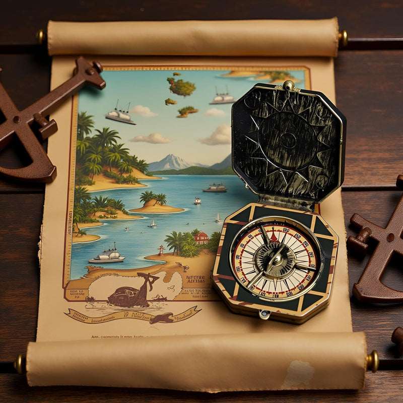 1Pc Metallic Compass, Nautical Compass Pirate Captain Costume Halloween Party Cosplay Decoration Deft Design Accessories Props,Costumes and Accessories