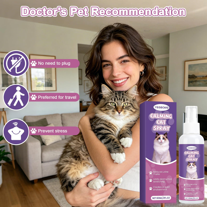Cat Calming Spray for Indoor Cats, Calming Pheromones for Cat Anxiety Relief, Cat Sedatives for Travel-60 ML 2 Pack