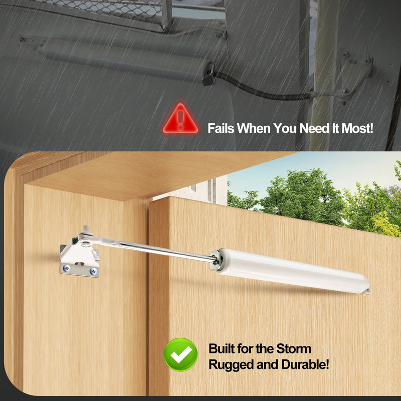 2 Sets Storm Door Closer Screen Door Shock Replacement Screen Doors Hydraulic Arm Replacement Heavy Duty Pneumatic with Handles Adjustable Closing Cushion Speed for Storm Screens Security Doors, White
