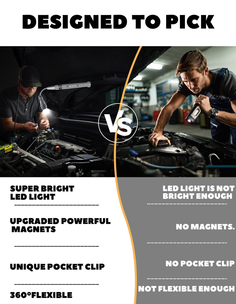 Stocking Stuffers for Adults LED Magnetic Pickup Tool Gifts for Him, Dad Gifts from Daughter Son Wife, Cool Gadgets for Men 2024, Christmas Birthday Gift for Men Dad Him Who Want Nothing 3 Batteries (Spare) Space Gray