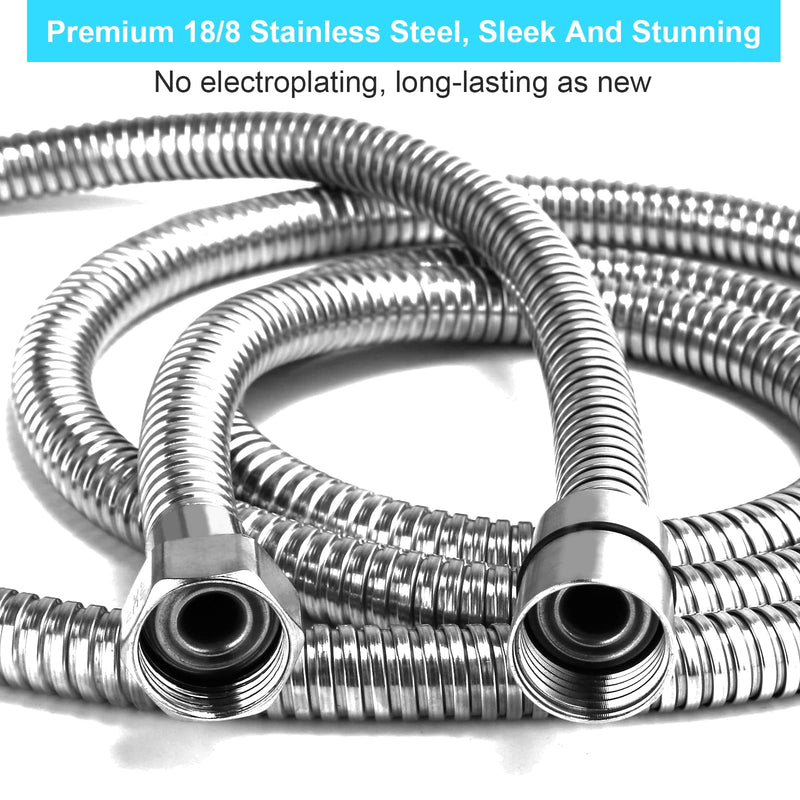 Shower Hose, 118 Inches Shower Hose Extra Long, Premium 304 Stainless Steel Shower Head Hose, Flexible Hand Held Shower Hose Extension, Universal Shower Hose Replacement G1/2 Threaded Insert and Nut - NewNest Australia