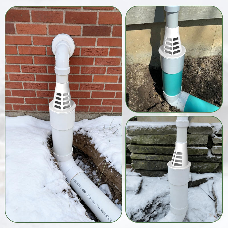 Freeze Relief for 3-inch & 4-inch Drain Lines,Sump Pump Discharge Freeze Guard, Freeze-Relief Drainage Vent Prevents Burst Pipes, Fits 4" SCH 40, 4" SDR 35, 4" DWV, 3" DWV, 3" SCH 40